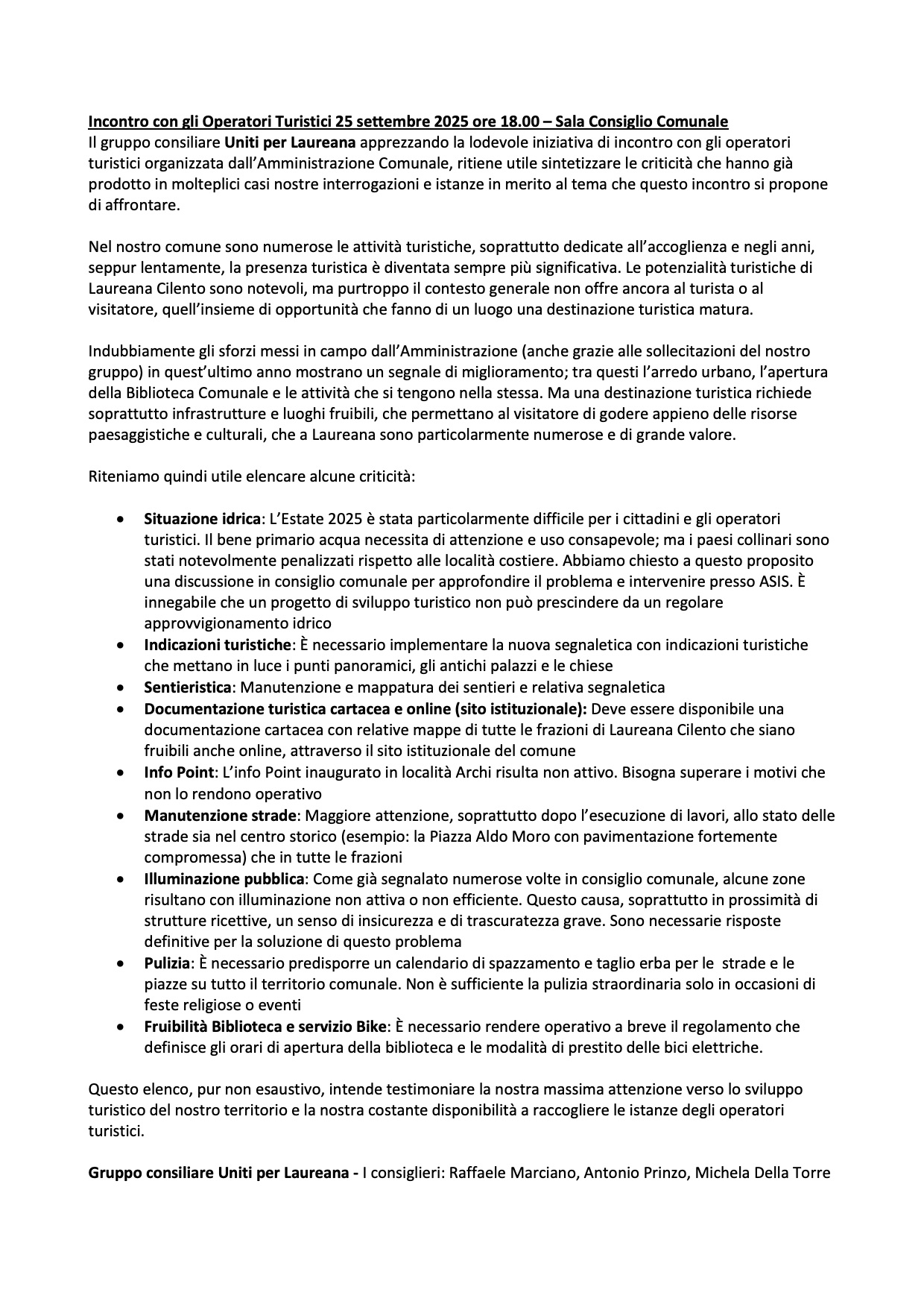 Operatori turistici incontro